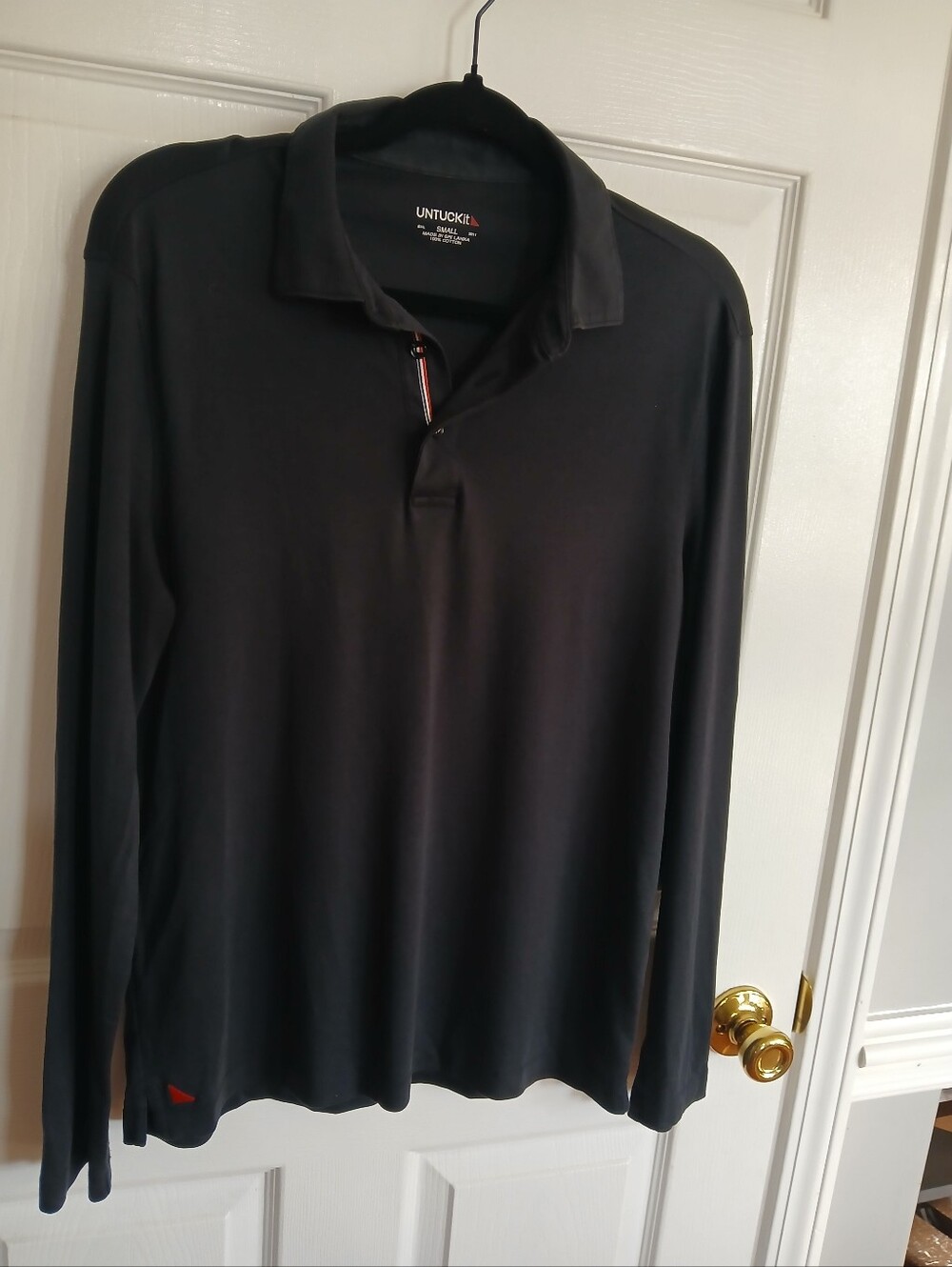 UNTUCKit Men's Damaschino Long-Sleeve Black Polo Academia Preppy School Uniform